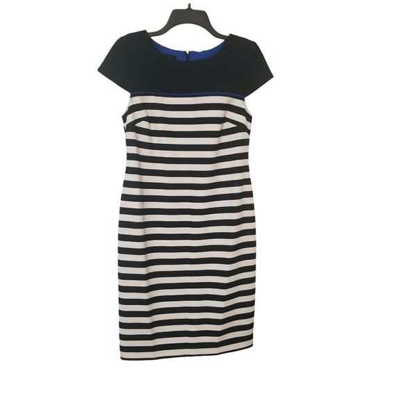 AB Studio Woman Midland dress black & white striped C1 - Picture 1 of 4